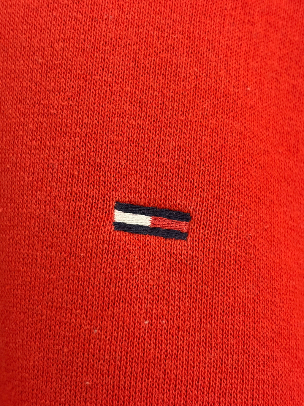 Tommy Jeans Flag Stickerei, Kapuzenpullover in rot, Größe XL used