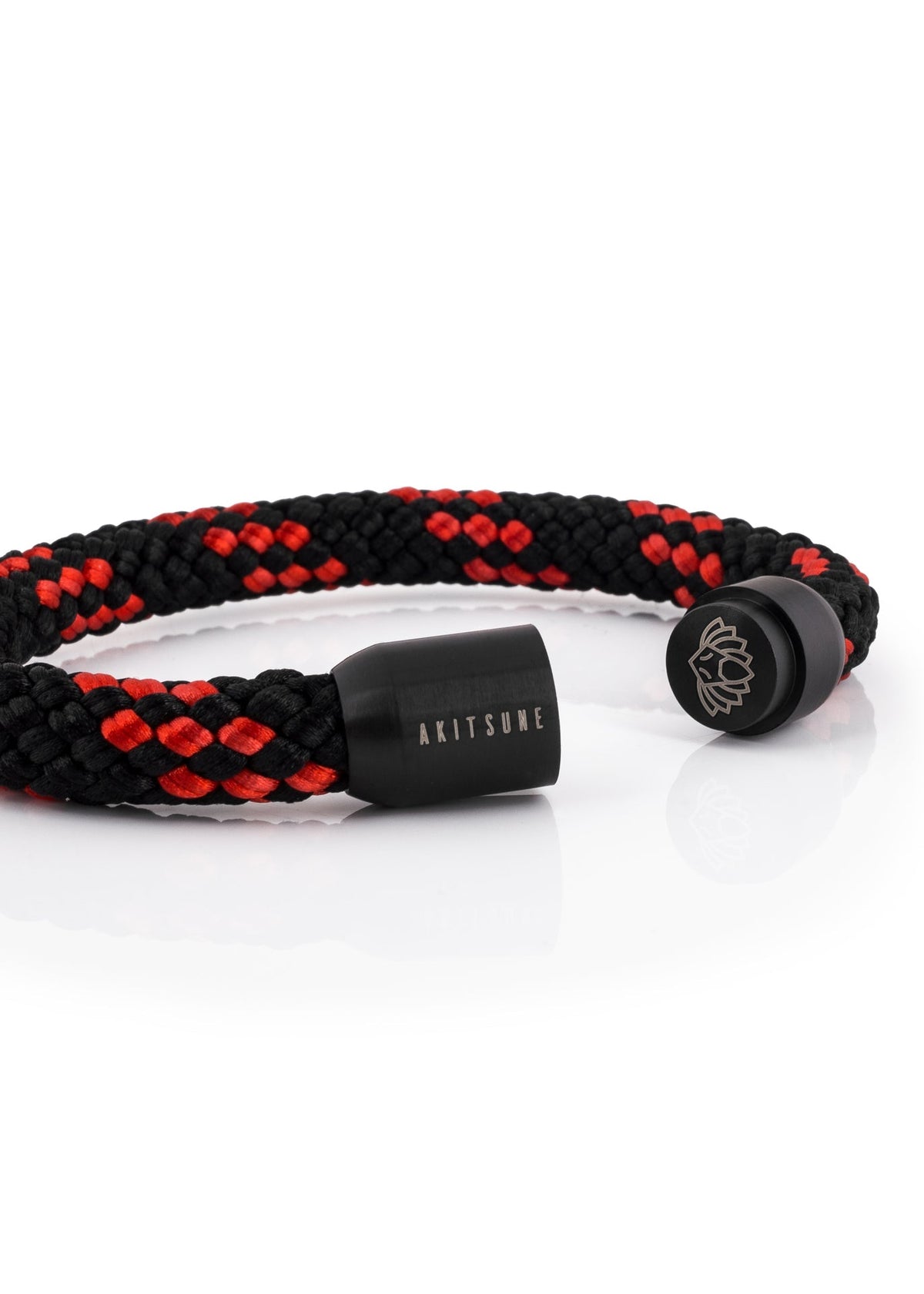 Portus Nautical Rope Bracelet Matte Black - Black-Red