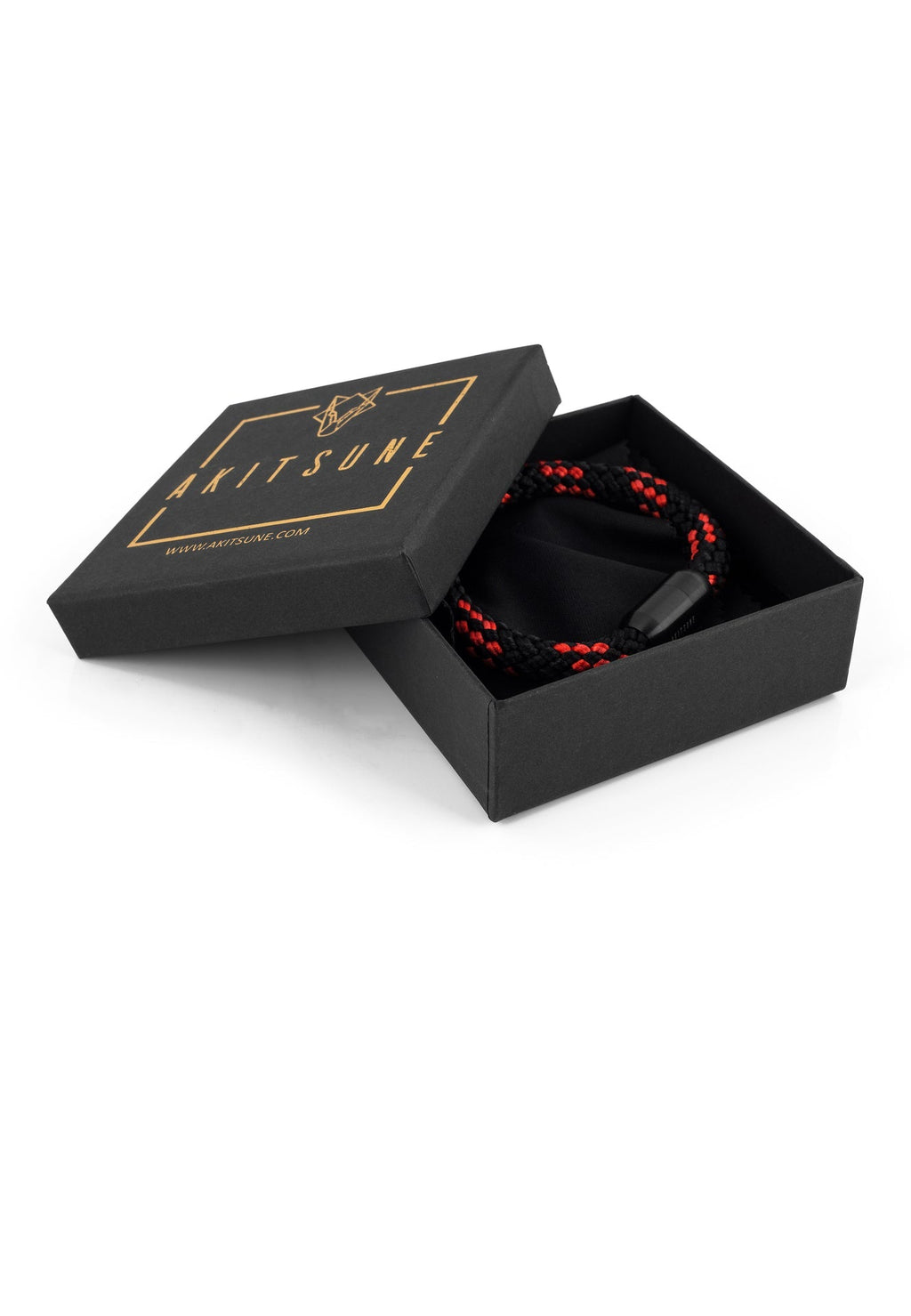 Portus Nautical Rope Bracelet Matte Black - Black-Red