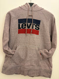 Levi‘s Hoodie Logo Print grau mit dreifarbigem Sportsware Logo, Größe M used
