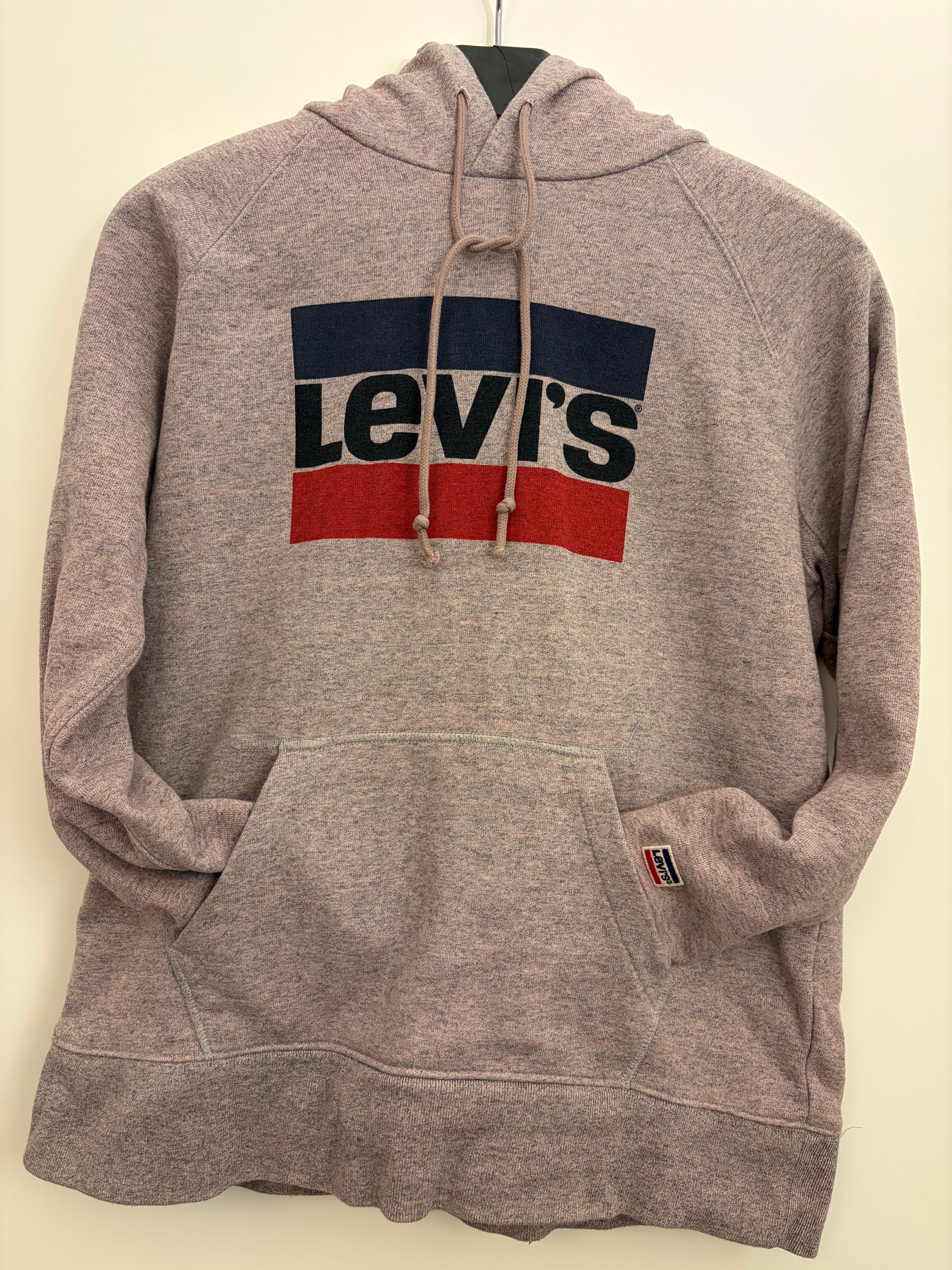 Levi‘s Hoodie Logo Print grau mit dreifarbigem Sportsware Logo, Größe M used