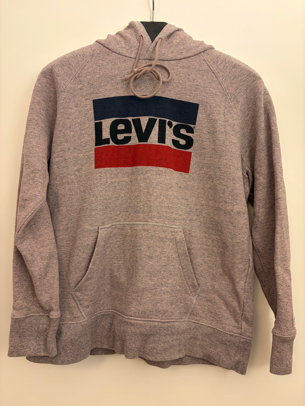 Levi‘s Hoodie Logo Print grau mit dreifarbigem Sportsware Logo, Größe M used