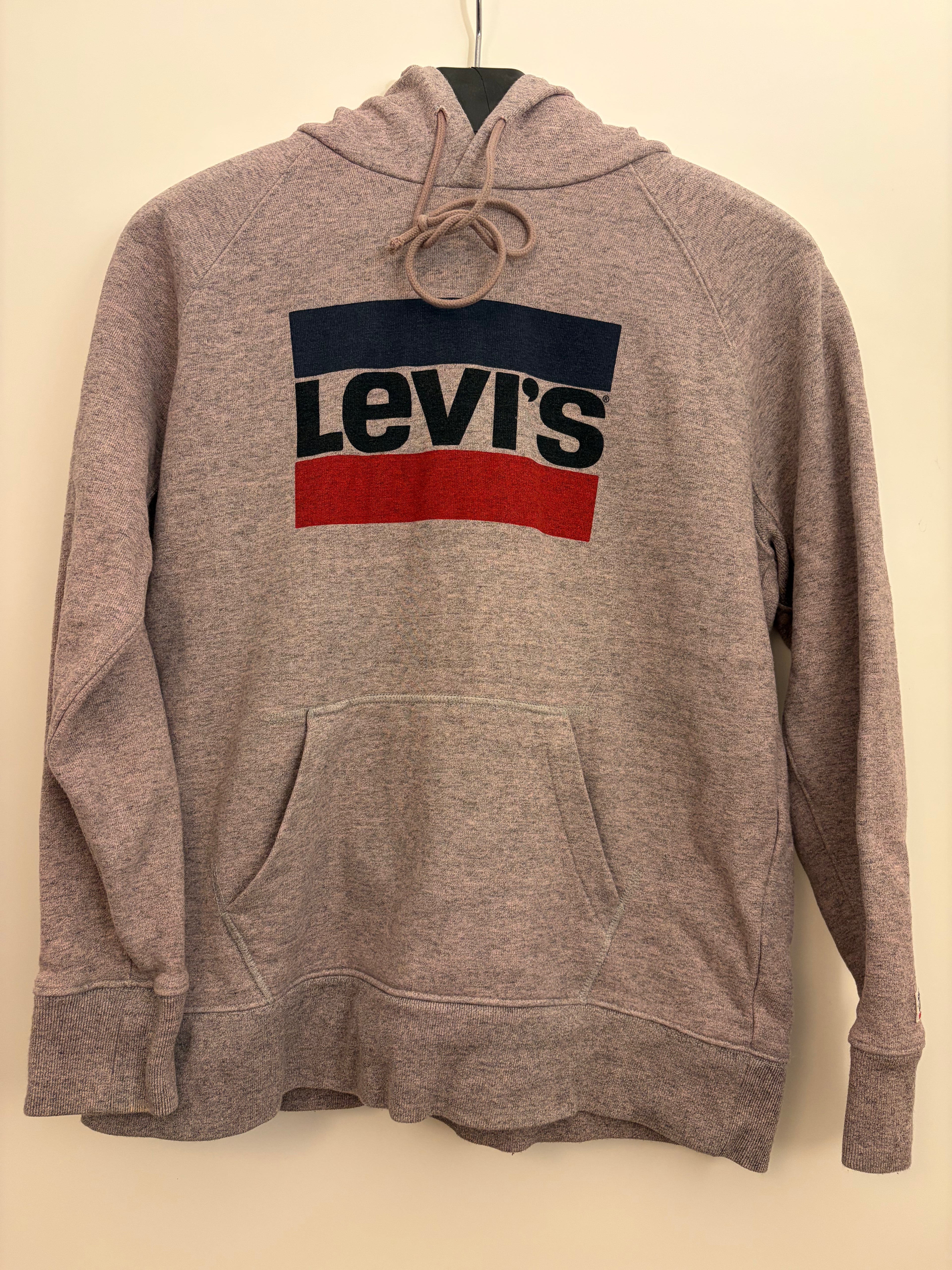 Levi‘s Hoodie Logo Print grau mit dreifarbigem Sportsware Logo, Größe M used