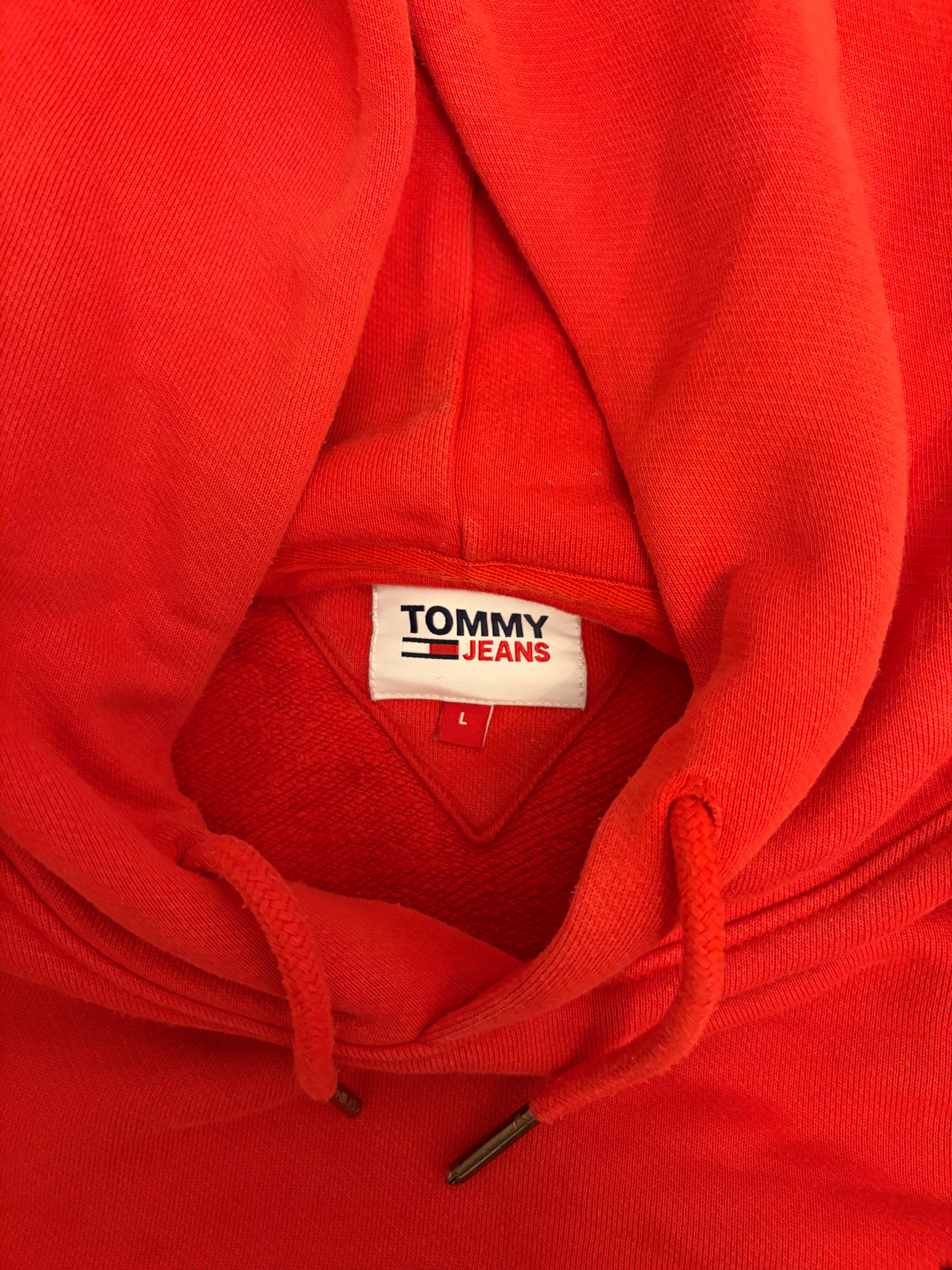 Tommy Jeans Patch, Kapuzenpullover in rot, Größe L used