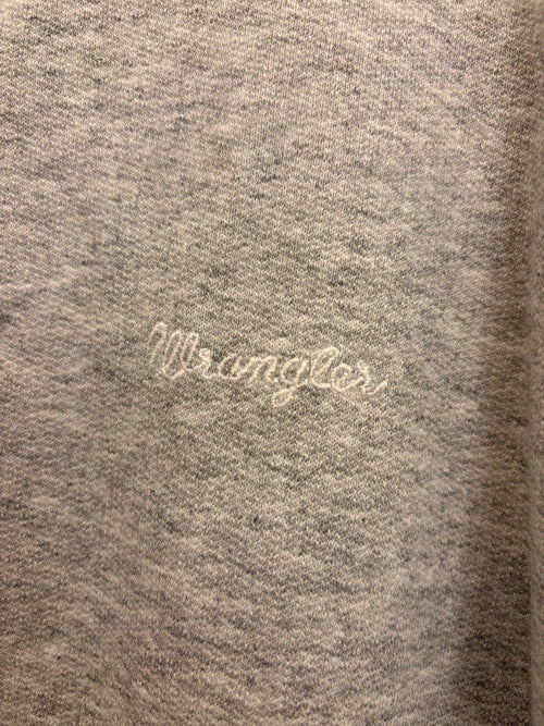 Vintage 2000s Wrangler Authentic Western Crewneck Sweatshirt Grey Melange Size XL, Retro Workwear Graphic Embroidered Logo Pullover Boxy Fit