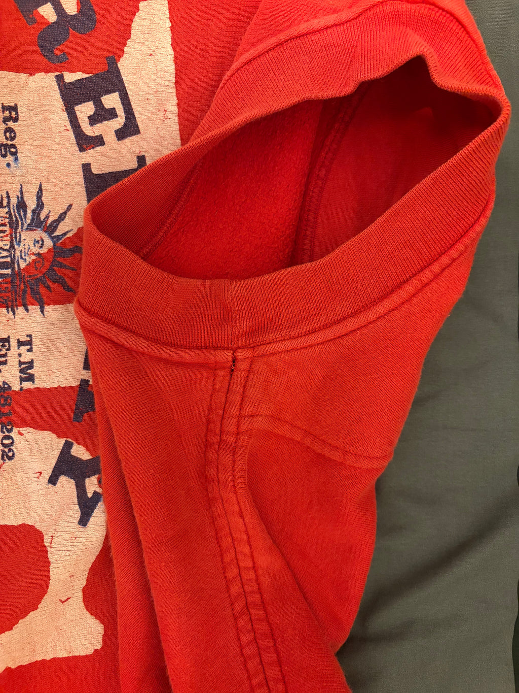 Vintage 90s Replay & Sons Blue Jeans Sweatshirt Made in Italy Red Graphic Crewneck Size VIII, Retro Oversized Boxy Heavyweight Cotton used