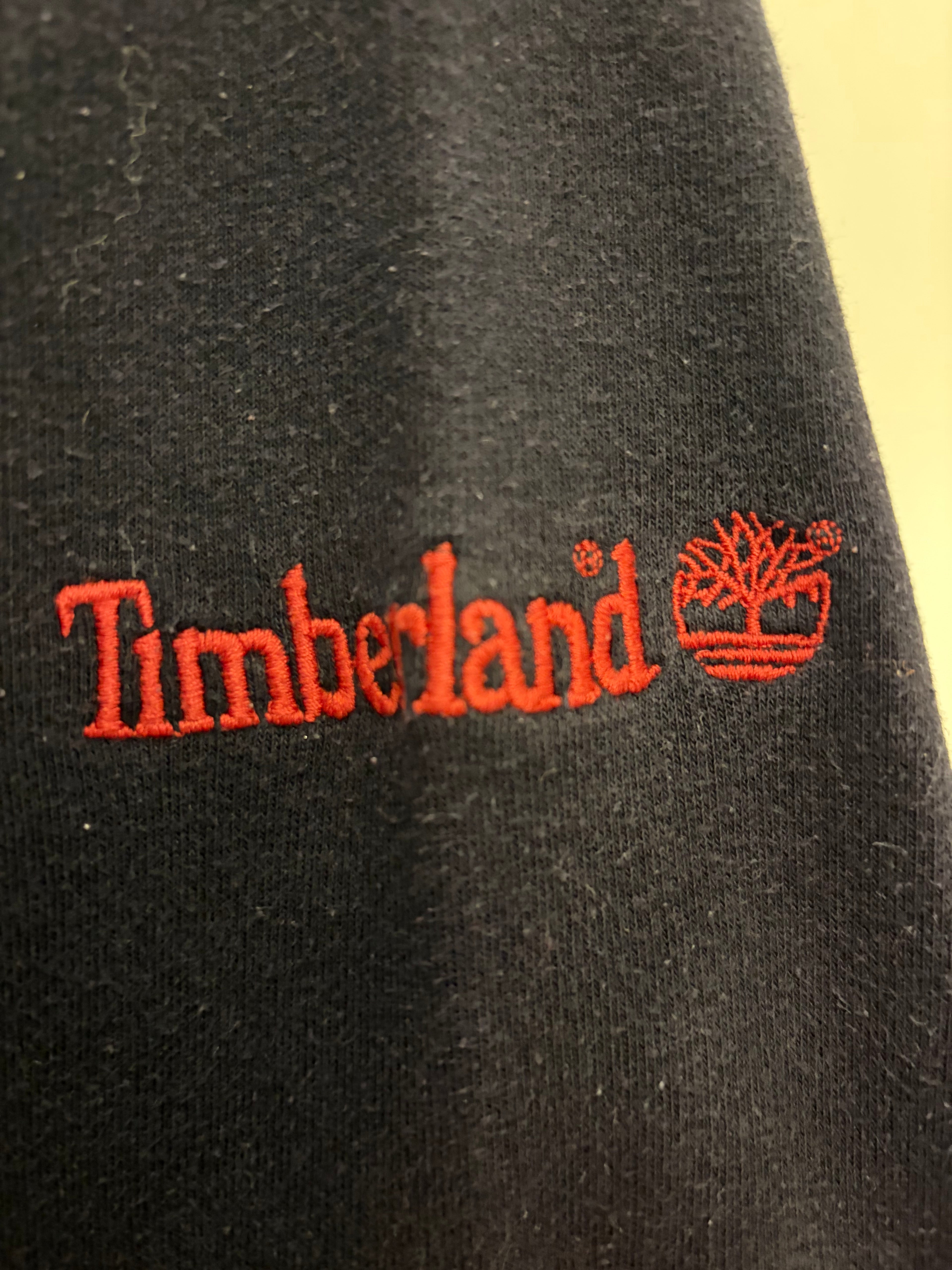 Vintage Timberland Sweatshirt 90s Oversize Dunkelblau – Gesticktes Logo Orange Crewneck Pullover Herren Damen Gr. L – Retro Heavyweight Stre